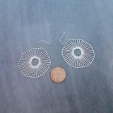 Spindly Round Earrings, hypoallergenic jewelry, silver earrings, lightweight earrings, cut out big earrings, mushroom earrings, radial lines
