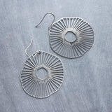 Spindly Round Earrings, hypoallergenic jewelry, silver earrings, lightweight earrings, cut out big earrings, mushroom earrings, radial lines