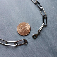 Snaffle Bit Necklace, gunmetal paperclip chain, thick chunky oval link chain, silver black horse necklace D ring snaffle equestrian necklace