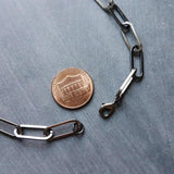 Snaffle Bit Necklace, gunmetal paperclip chain, thick chunky oval link chain, silver black horse necklace D ring snaffle equestrian necklace