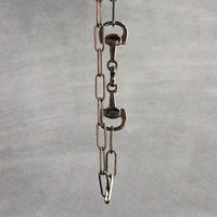 Snaffle Bit Necklace, gunmetal paperclip chain, thick chunky oval link chain, silver black horse necklace D ring snaffle equestrian necklace