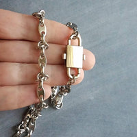 Barbed Wire Necklace, large silver front clasp, stainless steel chain, mariner chain, knotted chain, double end clasp, chunky silver chain