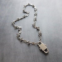 Barbed Wire Necklace, large silver front clasp, stainless steel chain, mariner chain, knotted chain, double end clasp, chunky silver chain