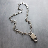 Barbed Wire Necklace, large silver front clasp, stainless steel chain, mariner chain, knotted chain, double end clasp, chunky silver chain