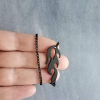 Black Flame Necklace, black fire necklace, flame pendant, on fire pendant, hot necklace, fiery jewelry, intense heat, black heat, fire charm
