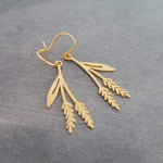 Wheat Earrings, gold wheat earring, wheat stalk earring, farmer earring, cowgirl earring, gold country earring, farm earring, crop earring