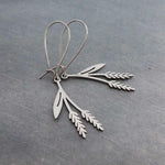 Wheat Earrings, silver wheat stalk earring, hypoallergenic stainless steel farmer cowgirl earring, country farm earring, steel crop earring