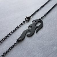 Black Flame Necklace, black fire necklace, flame pendant, on fire pendant, hot necklace, fiery jewelry, intense heat, black heat, fire charm