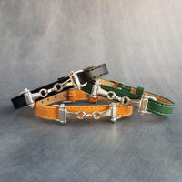Horse Snaffle Bracelet, snaffle bit bracelet, silver snaffle buckle strap bracelet, black green yellow, adjustable, small snaffle charm