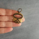 Large Antique Brass Earrings, tribal style medallions, beaded edge, antique bronze earring, lightweight ox brass gold round lever back hoop