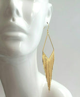 Gold Fringe Earrings, chain fringe earring, extra long gold earring, v shape earring, chain earring, chandelier earring, evening wear, sexy - Constant Baubling