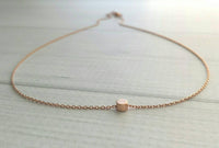 Dot Necklace - rose gold dot necklace, tiny circle necklace, tiny round charm necklace, small circle necklace, small round pendant, cylinder - Constant Baubling
