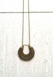 Medallion Necklace, bronze medallion, medallion pendant, antique brass necklace, brass medallion, brass ox pendant, crescent moon pendant - Constant Baubling