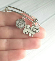 Shih Tzu Bracelet - bangle adjustable double loop pet dog charm - personalized letter initial monogram - shihtzu shihtsu shitzu shit tzu tsu - Constant Baubling