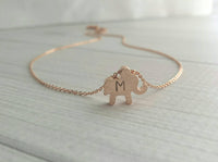 Baby Elephant Necklace - personalized letter stamped little pendant in rose gold - initial alphabet engrave special gift - pink small charm - Constant Baubling
