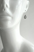 Small Silver Drop Earrings - antique black accent Bali beaded ethnic design - little simple ball dot edge - Boho Bohemian teardrop - Constant Baubling