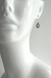 Small Silver Drop Earrings - antique black accent Bali beaded ethnic design - little simple ball dot edge - Boho Bohemian teardrop - Constant Baubling