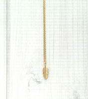 Little Feather Necklace - gold small pendant symbol charm - simple minimalist delicate fine chain - symbolic tiny bird plume - petite leaf - Constant Baubling