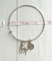 Pit Bull Bracelet, pittie jewelry, pit bull mom, silver bangle bracelet, pit bull dog bracelet, personalized bracelet American Terrier puppy - Constant Baubling