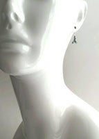 Tiny Silver Drop Earrings, Swarovski crystals, vintage earring, small leaf earring, holiday earring, holly leaves, antique silver, delicate - Constant Baubling