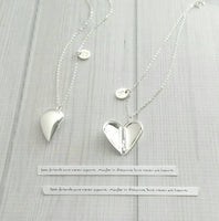 Best Friend Necklace - silver heart locket/quote saying/silver initial letter monogram charm pendant - love gift sister mother daughter - Constant Baubling
