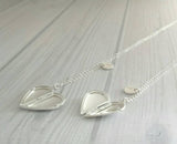Best Friend Necklace - silver heart locket/quote saying/silver initial letter monogram charm pendant - love gift sister mother daughter - Constant Baubling