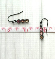 Purple Crystal Earrings, purple earring, hot pink earring, fuchsia earring, matte black earrings, dainty purple earring, small black earring - Constant Baubling