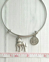 Pit Bull Bracelet, pittie jewelry, pit bull mom, silver bangle bracelet, pit bull dog bracelet, personalized bracelet American Terrier puppy - Constant Baubling