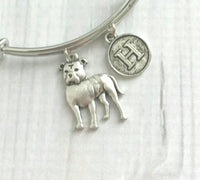 Pit Bull Bracelet, silver bangle, pit bull jewelry, pit bull rescue, adjustable bracelet, pitbull dog charm, rescue dog gift, bully jewelry - Constant Baubling
