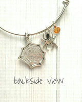 Spider Web Bracelet, spider bracelet, Halloween bracelet Halloween jewelry, spider jewelry, arachnid jewelry, silver spider bangle spiderweb - Constant Baubling