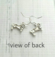 Unicorn Earrings - little silver antiqued oxidized magical mythical creature - small fairy tale horse spiral horn - Scotland Scottish symbol - Constant Baubling