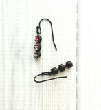 Purple Crystal Earrings, purple earring, hot pink earring, fuchsia earring, matte black earrings, dainty purple earring, small black earring - Constant Baubling