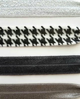 Neutral Hair Tie Set, black white houndstooth, silver sparkle band, glitter tie, metallic grey, elastic band, simple knot ponytail holder - Constant Baubling