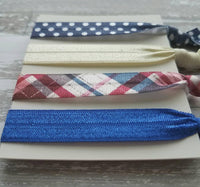 Polka Dot Hair Band Set, plaid hair tie, red navy cobalt blue ivory white, elastic hair band, stretch tie, ponytail holder, girl ladies gift - Constant Baubling