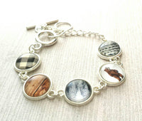 Winter Bracelet, Christmas bracelet, Xmas bracelet, silver Christmas bracelet, Christmas charm bracelet, cable knit charm, bear charm, plaid - Constant Baubling