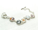 Winter Charm Bracelet, silver toggle clasp bracelet, sweater charm, wood charm, plaid charm, deer charm, silver charm bracelet, grey brown - Constant Baubling