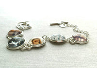 Winter Charm Bracelet, silver toggle clasp bracelet, sweater charm, wood charm, plaid charm, deer charm, silver charm bracelet, grey brown - Constant Baubling