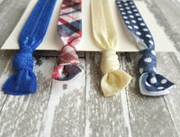 Polka Dot Hair Band Set, plaid hair tie, red navy cobalt blue ivory white, elastic hair band, stretch tie, ponytail holder, girl ladies gift - Constant Baubling