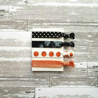 Basketball Hair Tie Set - orange black sports ball hoops net player coach mom fan gift - polka dot sparkle tie dye elastic knot band ribbon - Constant Baubling