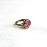 Sparkle Ring - purple FAUX drusy rock solitaire rough cut - rough bumpy chunky glitter pink magenta rainbow - imitation druzy round 6 7 8 9 - Constant Baubling