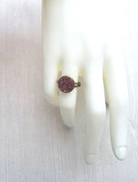 Sparkle Ring - purple FAUX drusy rock solitaire rough cut - rough bumpy chunky glitter pink magenta rainbow - imitation druzy round 6 7 8 9 - Constant Baubling