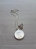 Bicycle Necklace, bike necklace, silver bike necklace, bicycle pendant, bicycle charm, bike pendant, cyclist necklace, live to ride, cycling - Constant Baubling