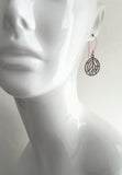 Copper Leaf Earrings - round floral filigree cut out design - light antique finish - simple boho Bohemian unique rustic red brown aged - Constant Baubling