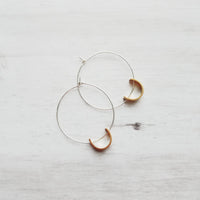 Sterling Silver Hoop Earrings, silver circle earring, semicircle, gold half circle, mixed metal earring, thin silver hoop, modern hoop - Constant Baubling