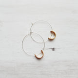 Sterling Silver Hoop Earrings, silver circle earring, semicircle, gold half circle, mixed metal earring, thin silver hoop, modern hoop - Constant Baubling