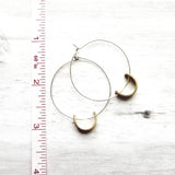 Sterling Silver Hoop Earrings, silver circle earring, semicircle, gold half circle, mixed metal earring, thin silver hoop, modern hoop - Constant Baubling
