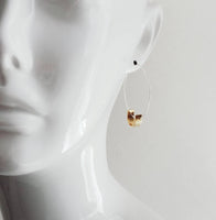 Sterling Silver Hoop Earrings, silver circle earring, semicircle, gold half circle, mixed metal earring, thin silver hoop, modern hoop - Constant Baubling