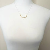 Curved Tube Necklace - dainty minimalist mixed metals silver/gold U shape arc semicircle - simple delicate chain every day layering piece - Constant Baubling