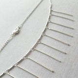 Fringe Necklace, silver tassel necklace, silver stick necklace, dangle stick necklace, silver layering necklace, hanging bar necklace, chain - Constant Baubling