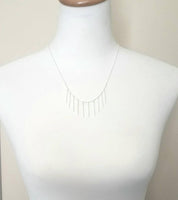 Fringe Necklace, silver tassel necklace, silver stick necklace, dangle stick necklace, silver layering necklace, hanging bar necklace, chain - Constant Baubling